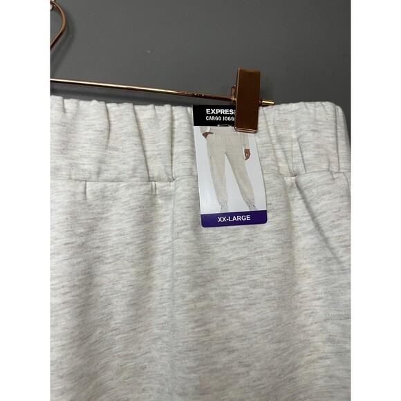Express Pants Women's 2XL Cream Cargo Jogger Sweatpants Pockets Athleisure - Picture 3 of 9